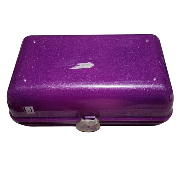 VINTAGE! CABOODLES 2622 Silver Glitter/Purple Makeup Train Case - Picture 9 of 9